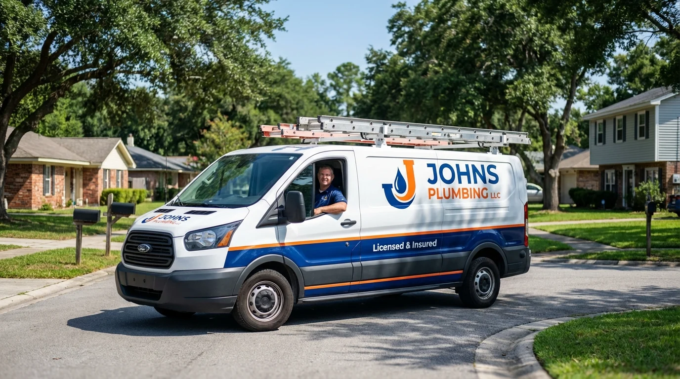 Johns Plumbing LLC service van in Wortham, TX