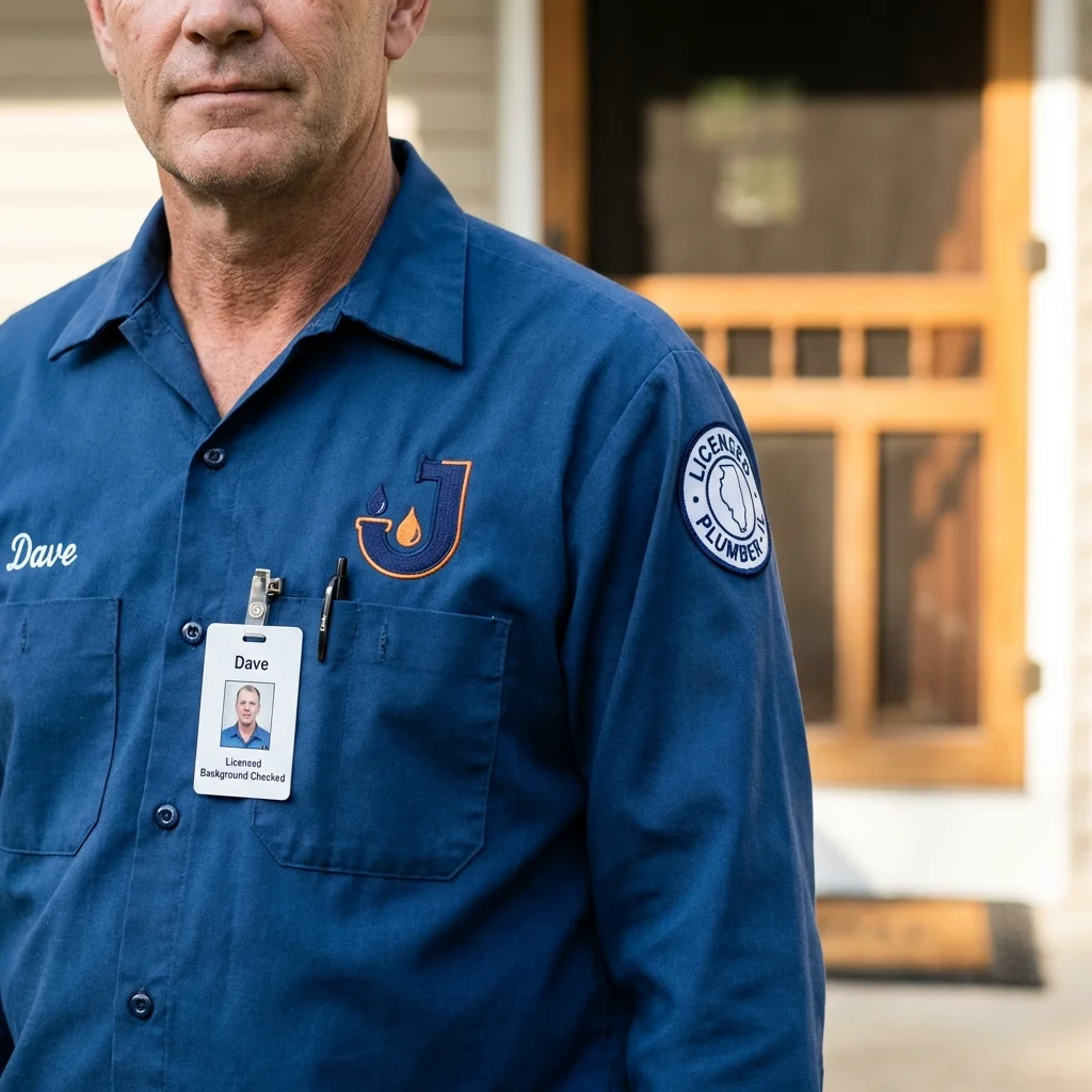 Licensed plumber showing ID badge in Wortham, TX