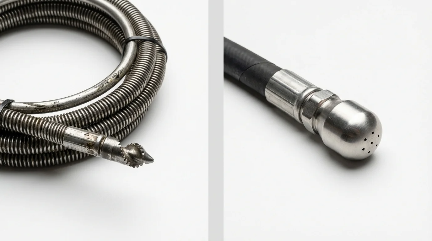 Drain snake cable and hydro jetting nozzle used for drain cleaning in Wortham, TX