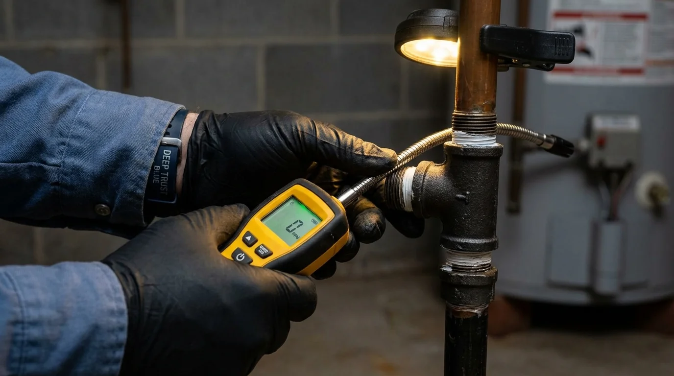 Gas leak detection with electronic sniffer by Johns Plumbing LLC in Wortham