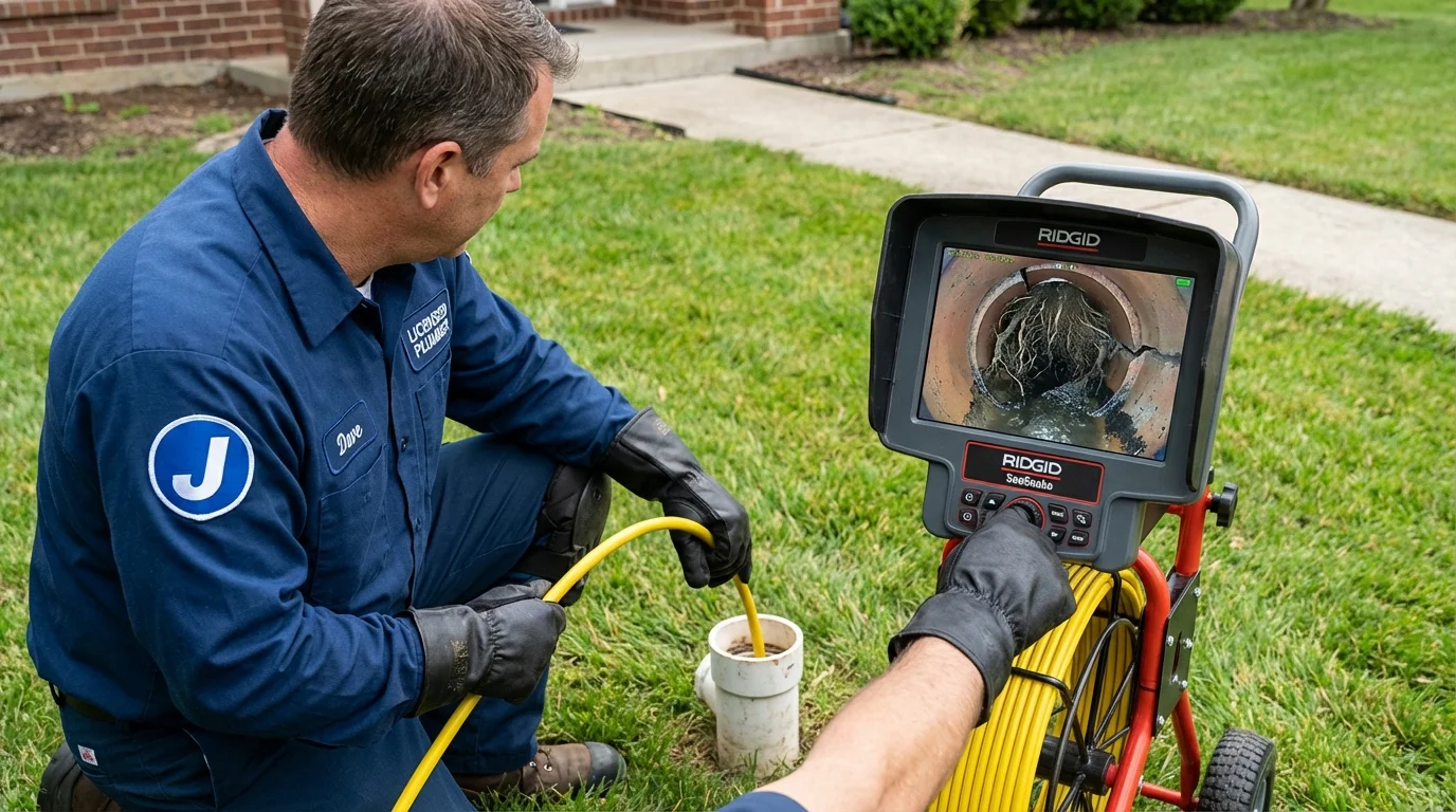 Sewer camera inspection being performed by Johns Plumbing LLC in Wortham