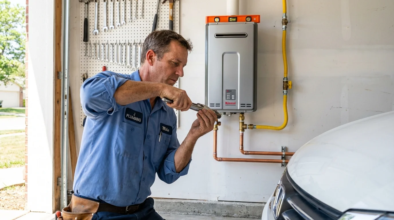Tankless water heater installation by a Johns Plumbing LLC plumber in Wortham